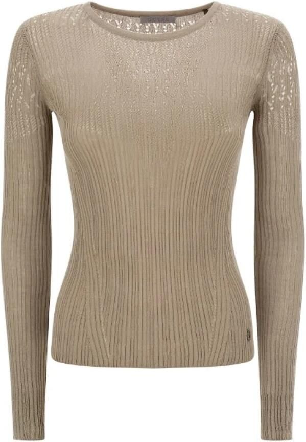 Guess Groene Gebreide Trui Lange Mouw Beige Dames - Foto 3