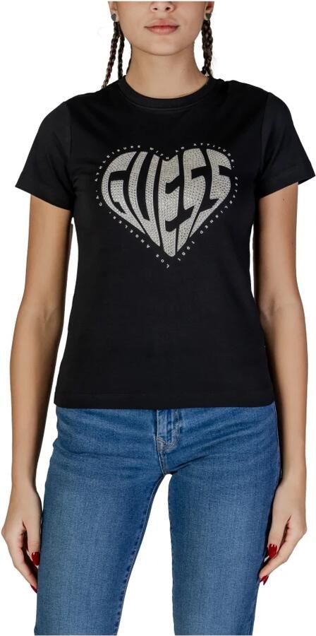 Guess Zwarte Katoenen Dames T-Shirt Lente Zomer Black Dames - Foto 3