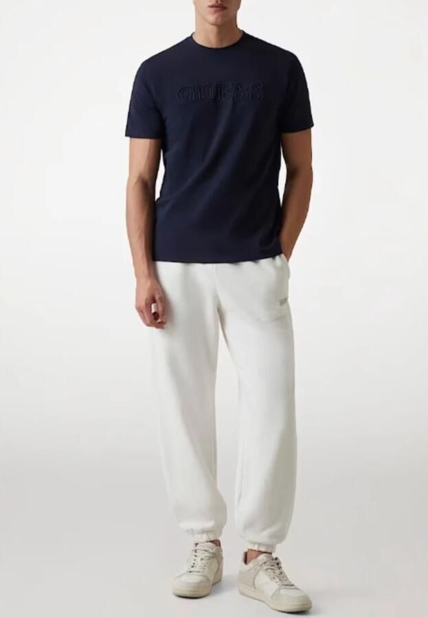 Guess 3D Logo Biologisch Katoenen T-Shirt Blauw Blue Heren - Foto 6