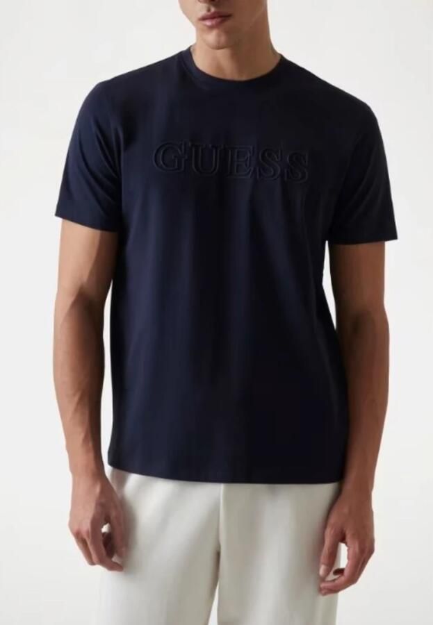 Guess Organisch Katoenen 3D Logo T-Shirt Zwart Black Heren - Foto 3