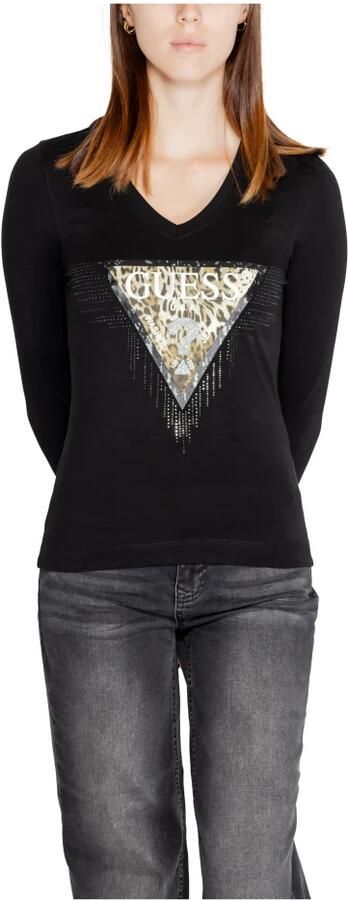 Guess Zwart Bedrukt T-shirt met Lange Mouwen Vrouwen Black Dames - Foto 4