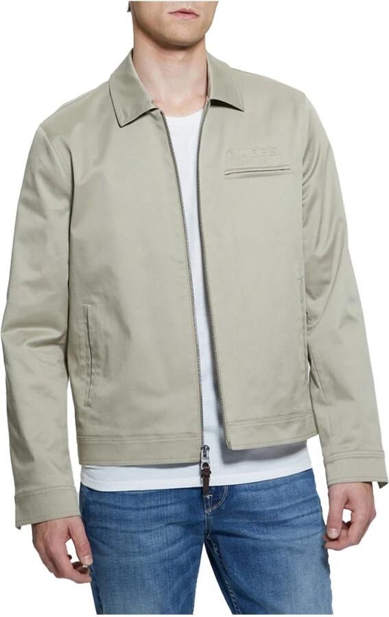 Guess Jas met reliëflogo Rechte pasvorm Gray Heren