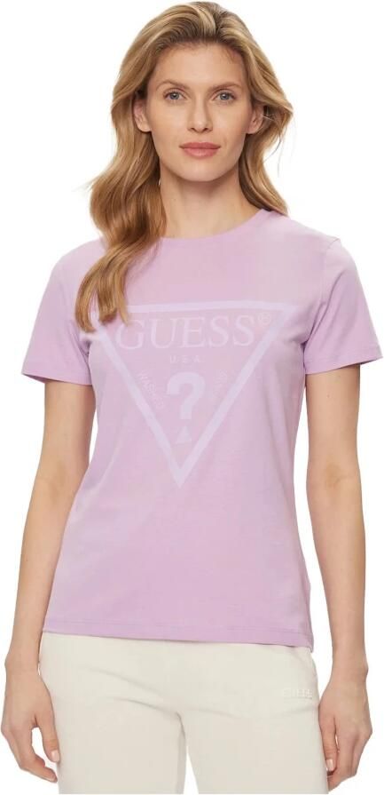 Guess Katoen Logo T-shirt Violet Rechte pasvorm Purple Dames - Foto 3