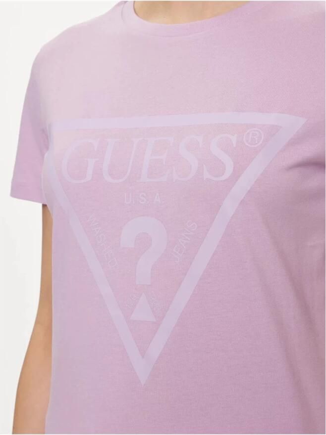 Guess Katoen Logo T-shirt Violet Rechte pasvorm Purple Dames