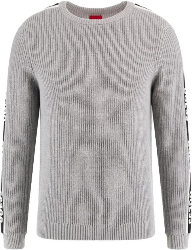 Guess Katoen Wol Trui Grijze Ronde Hals Gray Heren