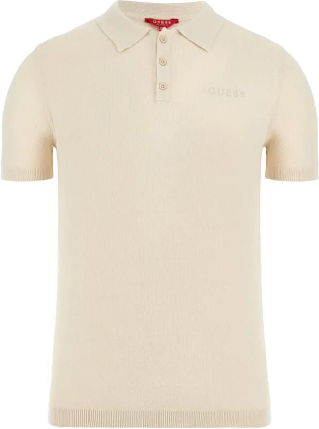 Guess Katoenen Polo Shirt Beige Rechte Pasvorm Beige Heren