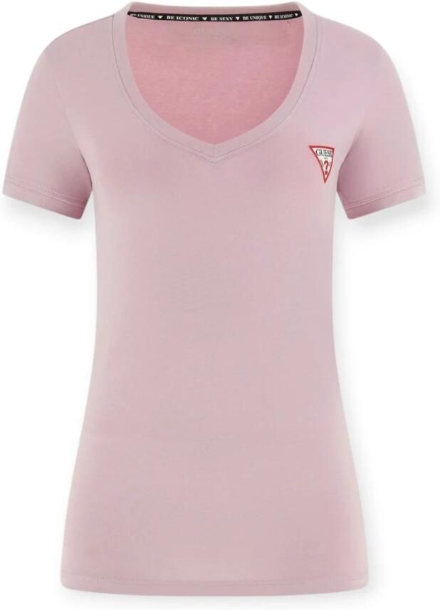 Guess Roze Ronde Hals T-shirt Vrouwen Katoen White Dames - Foto 4