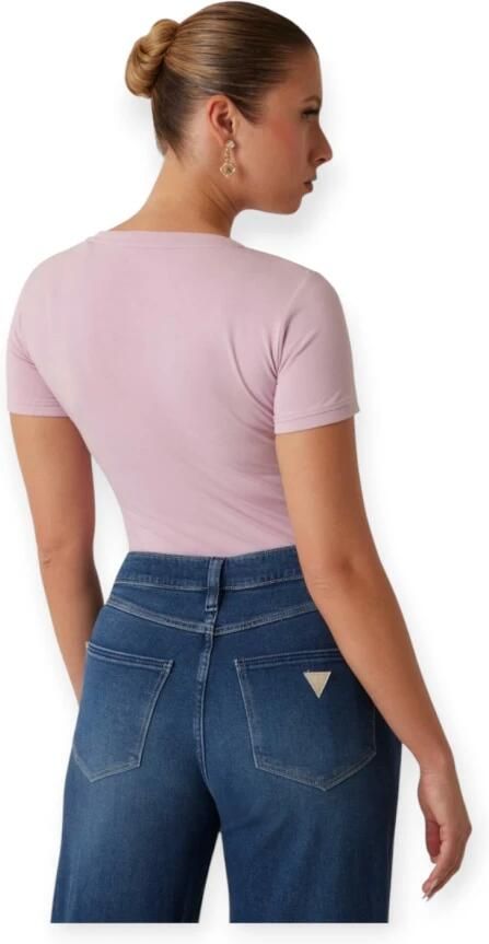 Guess Roze Ronde Hals T-shirt Vrouwen Katoen White Dames - Foto 2