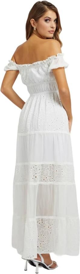 Guess Witte Effen Polyester Jurk White Dames - Foto 3