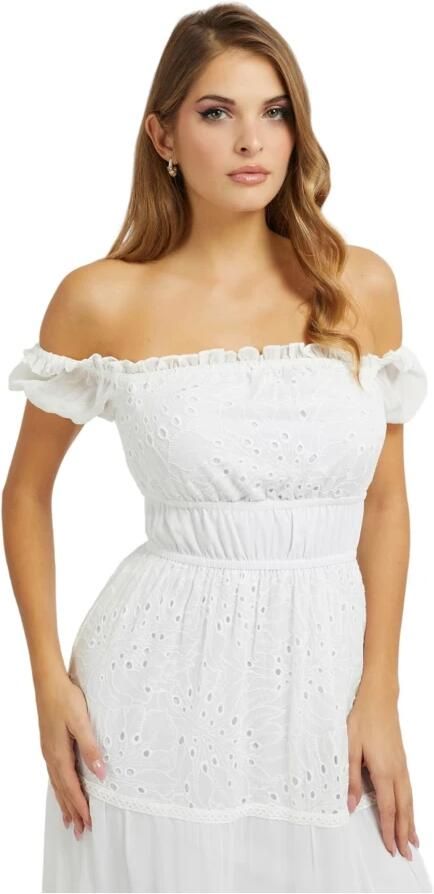 Guess Witte Effen Polyester Jurk White Dames