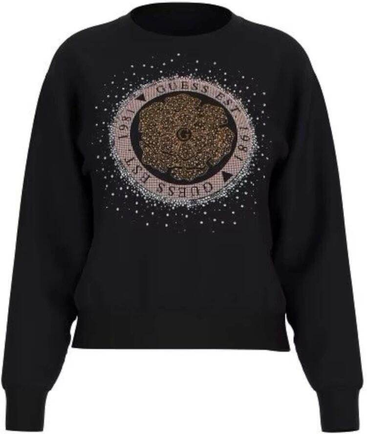 Guess Lange Mouw Zwarte Top met Peony Logo Black Dames - Foto 5