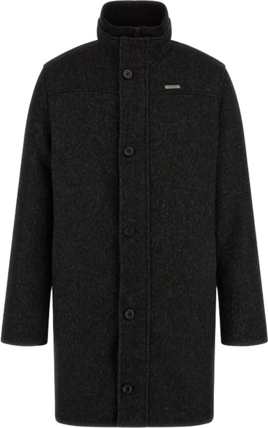 Guess Lange wollen winterjas Zwart Black Heren