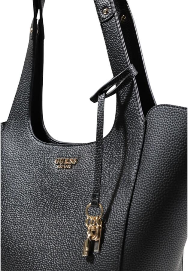 Guess Zwarte leren handtas met drukknoopsluiting Black Dames - Foto 8