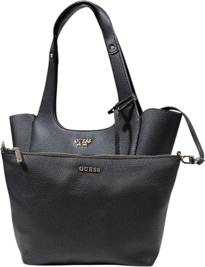 Guess Zwarte leren handtas met drukknoopsluiting Black Dames - Foto 6