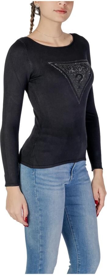 Guess Zwart Gebreide Top Lange Mouw Ronde Hals Black Dames - Foto 3