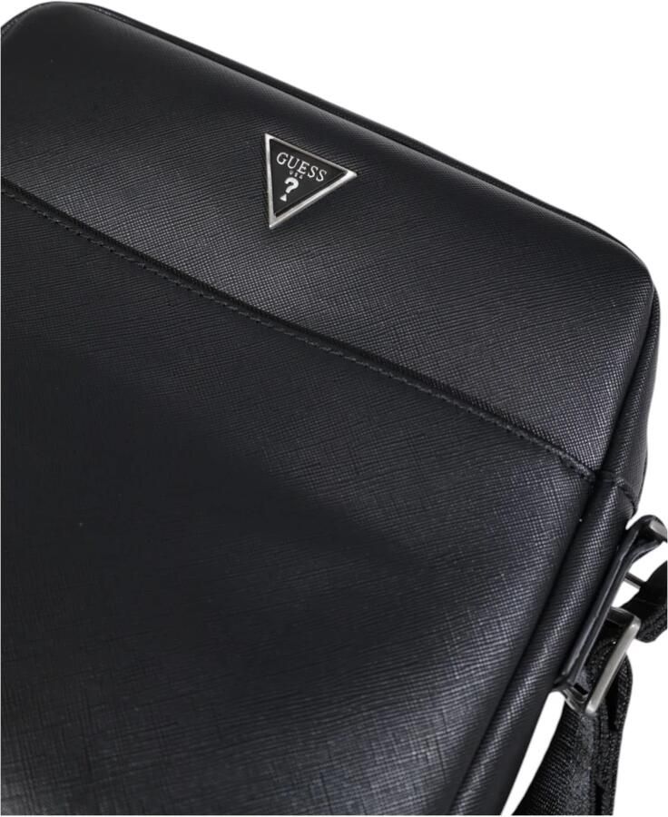 Guess Zwarte Polyurethaan Medium Tas Lente Zomer Collectie Black Heren