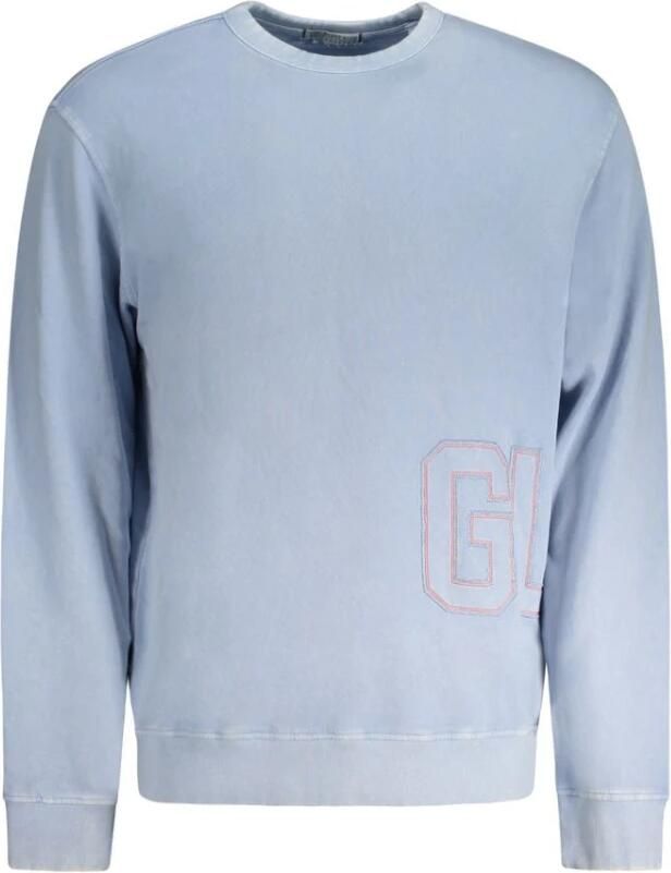 Guess Blauwe Sweater met Lange Mouwen Geborduurd Logo Blue Heren