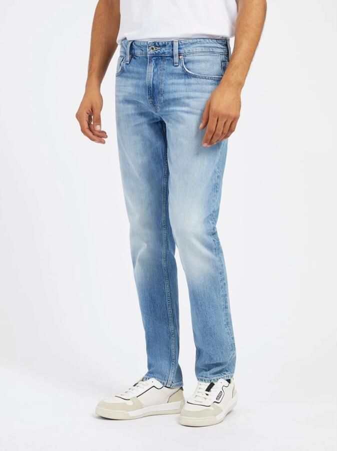 Guess Denim Heren Slim Tapered Jeans Blauw Blue Heren - Foto 2