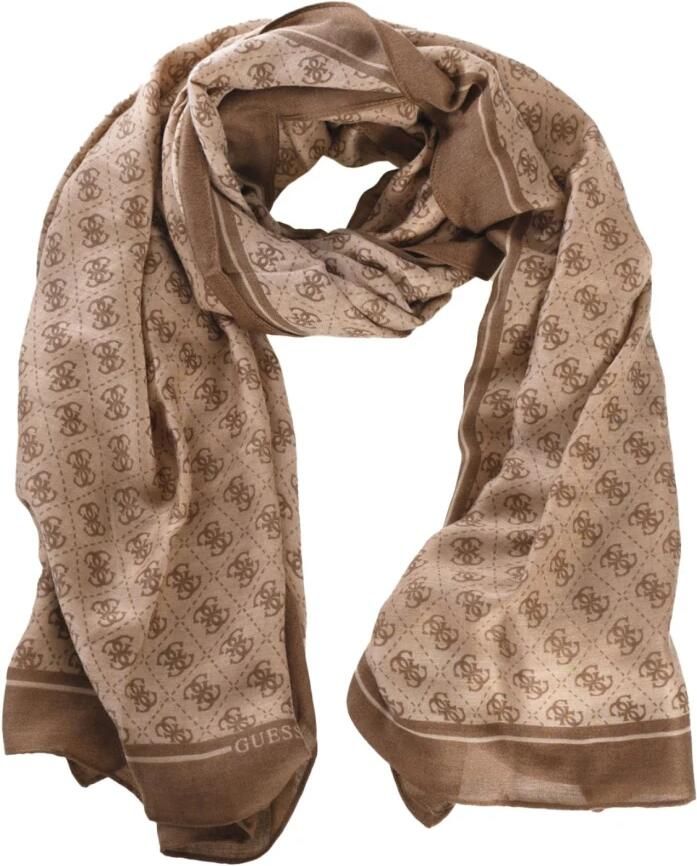 Guess Logo 4G Sjaal Bruin Logo Patroon Brown Heren