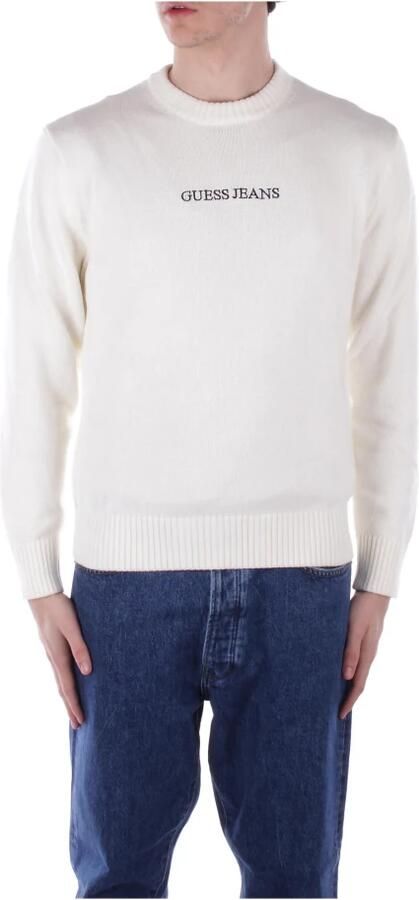 Guess Logo Front Sweater Regular Fit Cotton White Heren - Foto 3