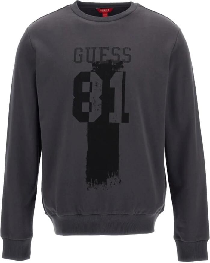 Guess Logo Katoenen Sweatshirt Ronde Hals Gray Heren
