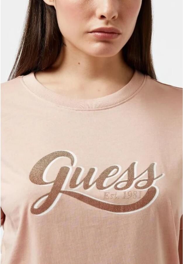 Guess Logo T-Shirt Pink Dames