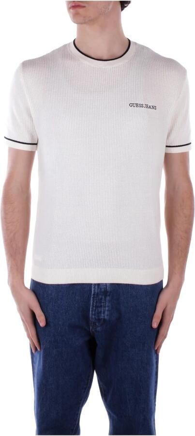 Guess Logo Voorkant Katoenen T-shirt Grote Pasvorm White Heren - Foto 3