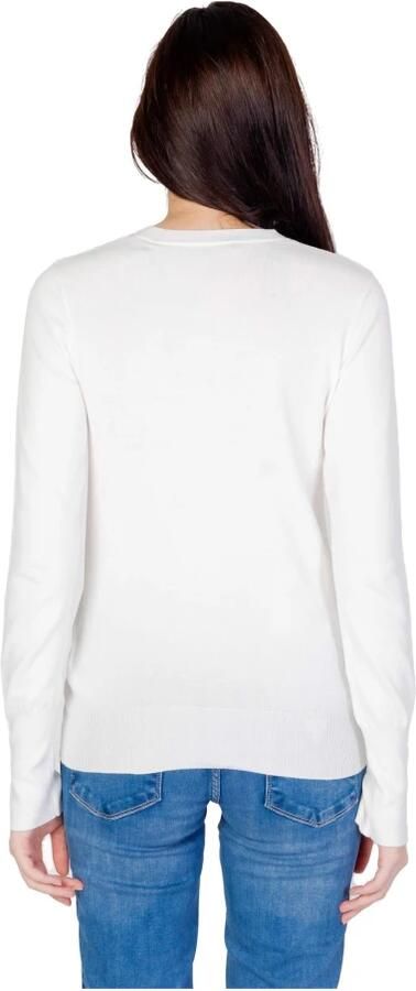 Guess Slim Fit Trui V-Hals Lange Mouwen Rhinestone Logo White Dames - Foto 10
