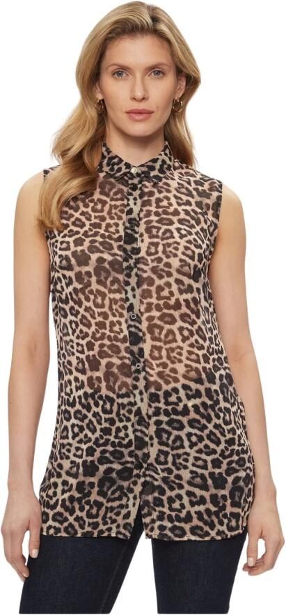 Guess Luipaard Mouwloze Blouse Dierenprint Multicolor Dames - Foto 6