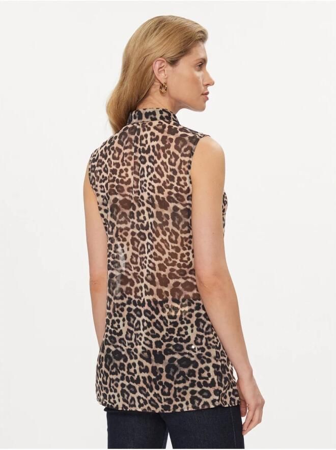 Guess Luipaard Mouwloze Blouse Dierenprint Multicolor Dames - Foto 2