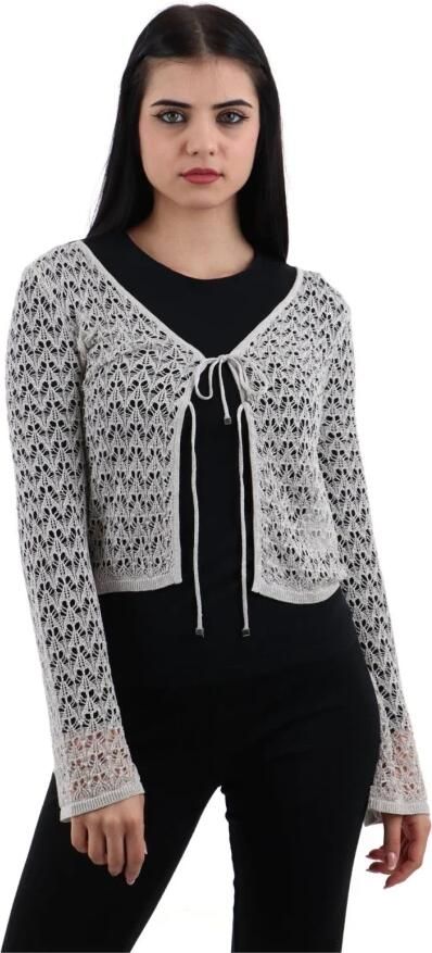 Guess Lurex Opengebreide Trui V-Hals Gray Dames