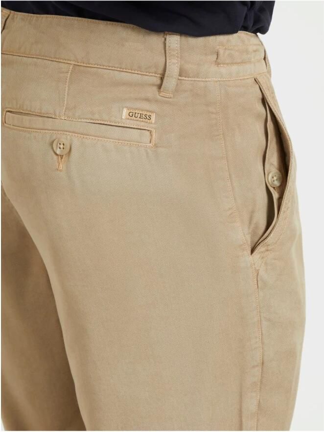 Guess Lyocell Straight Shorts Beige Patched Beige Heren