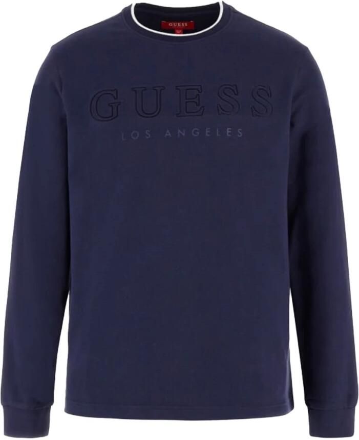 Guess ML Logo Katoenen Sweatshirt Blauw Blue Heren
