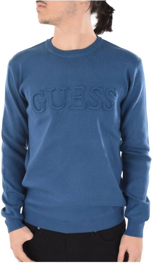 Guess ML Logo Sweatshirt Blauw Blue Heren