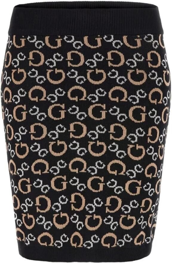 Guess Monogram Korte Rok Slim Fit Black Dames