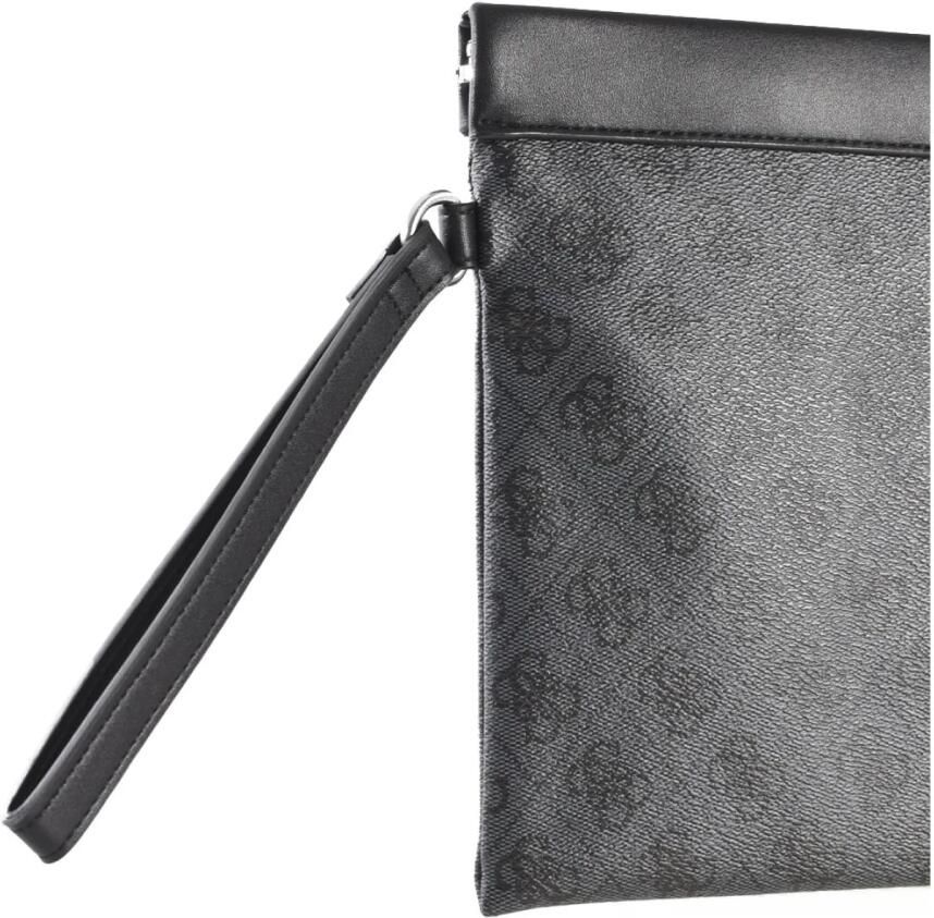 Guess Monogram PU leren clutch Zwart Gray Heren