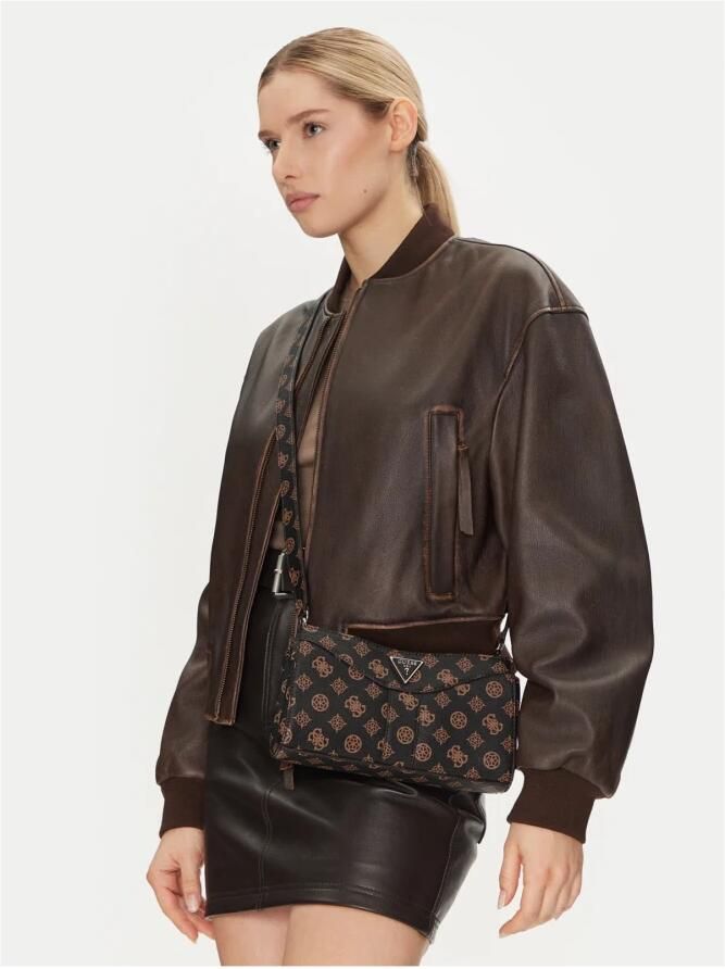 Guess Monogram Schoudertas Bruin Logo Brown Dames - Foto 2