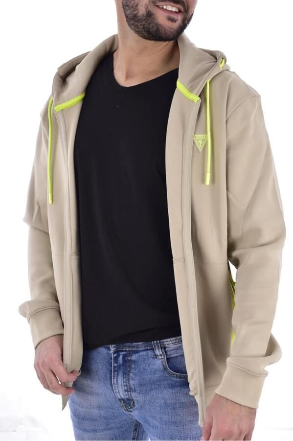 Guess Neopreen Rits Sweater Beige Capuchon Beige Heren - Foto 2