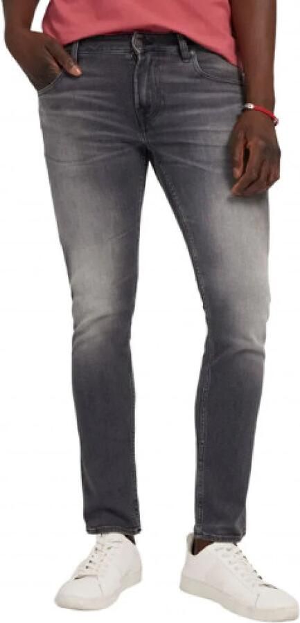 Guess Nieuwe Miami Slim Jeans met Leren Patch Gray Heren - Foto 8