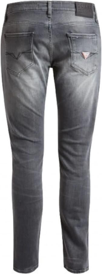 Guess Nieuwe Miami Slim Jeans met Leren Patch Gray Heren - Foto 10