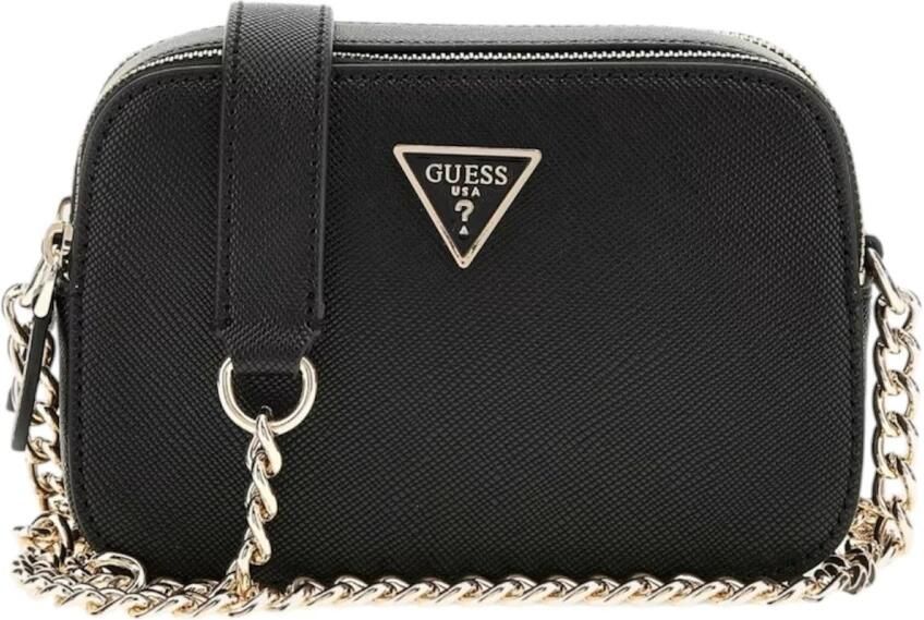 Guess Noelle Zwarte Schoudertas met Gouden Ketting Black Dames