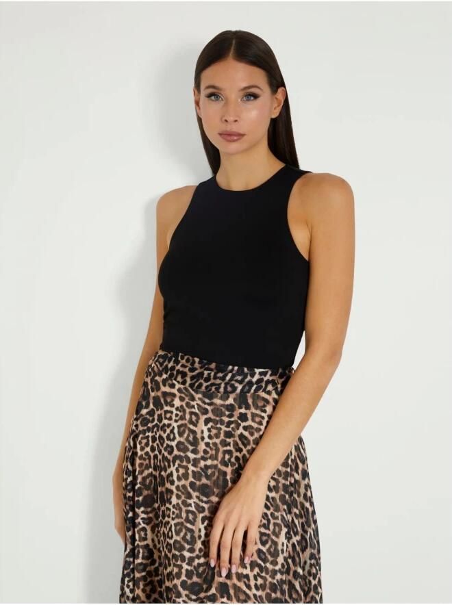 Guess Zwarte Mouwloze Geknoopte Top Black Dames