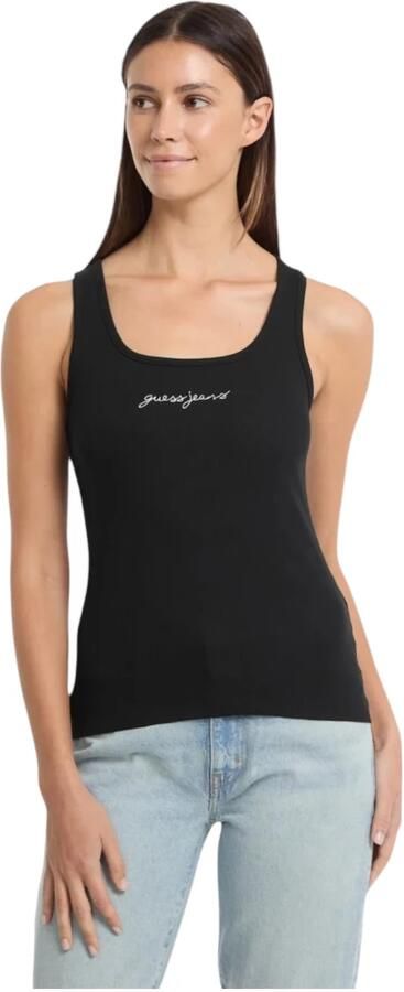 Guess Organische Katoenen Geribbelde Tanktop Black Dames - Foto 4
