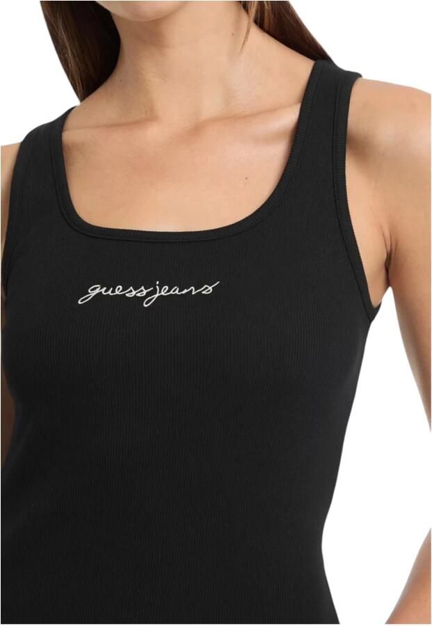 Guess Organische Katoenen Geribbelde Tanktop Black Dames