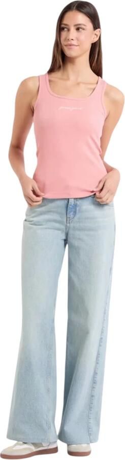 Guess Organische Katoenen Geribbelde Tanktop Pink Dames - Foto 3