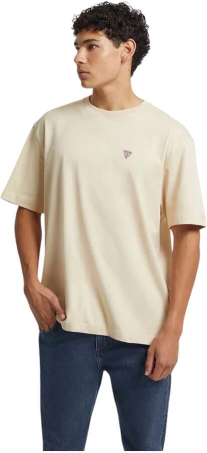 Guess Oversized Jersey T-shirt van Biologisch Katoen Beige Heren