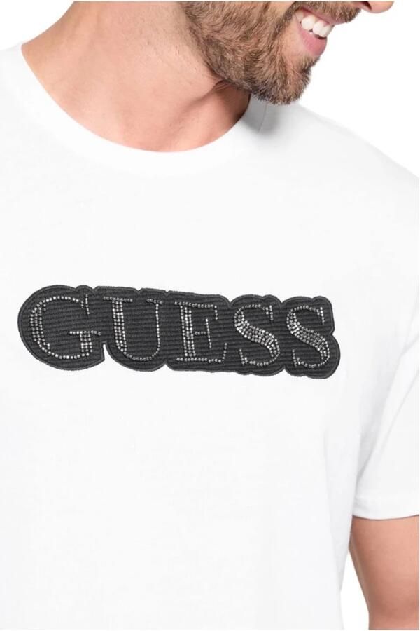 Guess Pearl Logo T-shirt van katoen White Heren