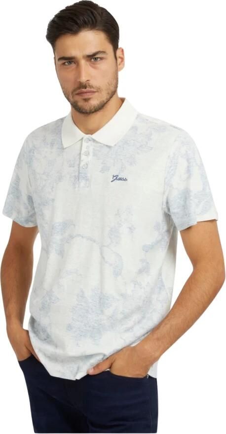Guess Poloshirt met bloemenprint Slim Fit White Heren - Foto 3