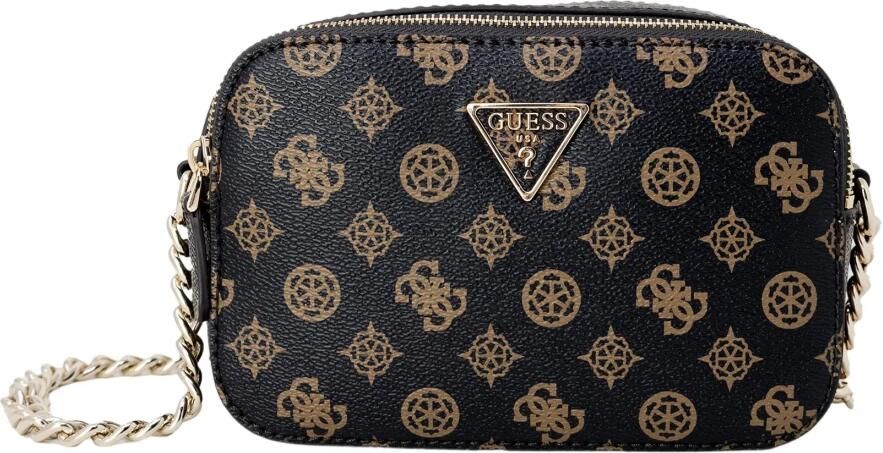 Guess Bruine Polyethyleen Schoudertas met Ketting Black Dames