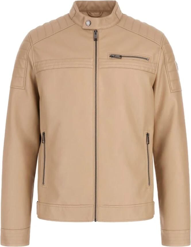 Guess PU leren jas Beige recht model Beige Heren
